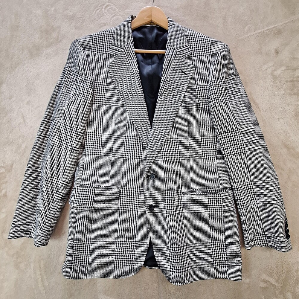 Vintage Evan Picone Sport Coat Mens 40 Gray Tweed Check Single Vent 2 Btn USA